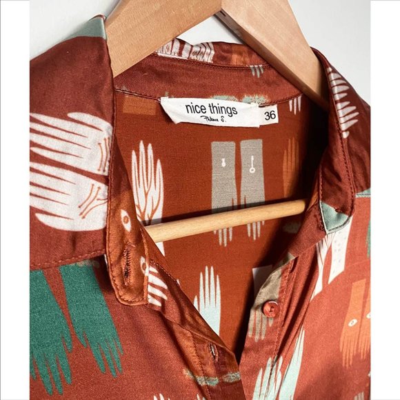 Nice Things Woodland Print Long Sleeve Blouse - Picture 4 of 8